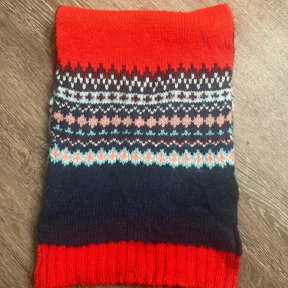 Gap Red and Blue Fair Isle Oversized Chunky Snowflake‎ Acrylic Mohair Scarf